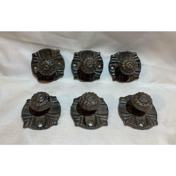 Six (6) Drawer Pulls Vintage Cast Iron Drawer Knob 2 1/4" wide Base 0170-0062 - Picture 1 of 12